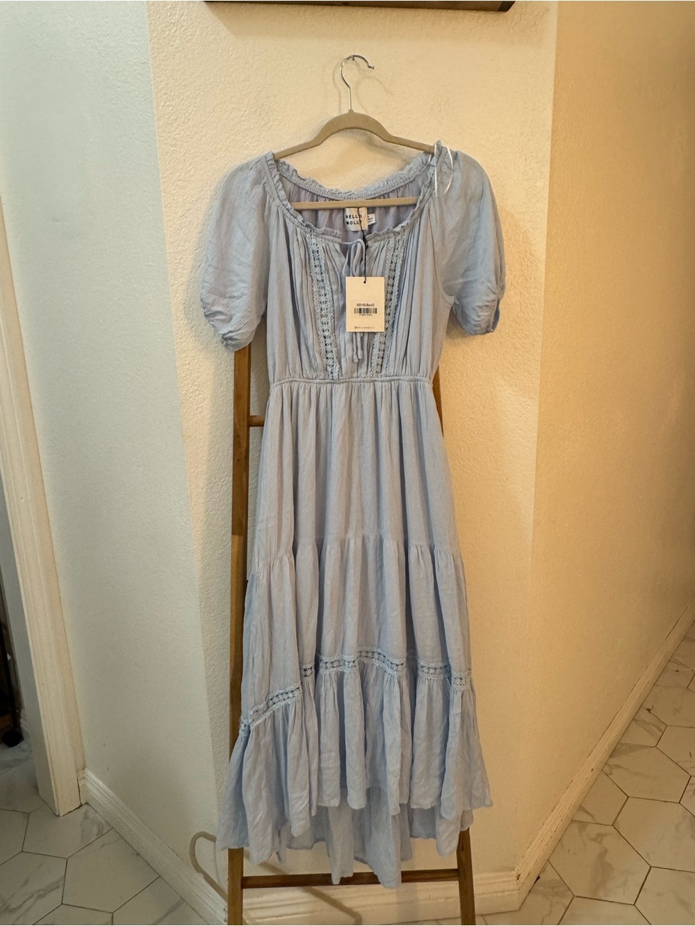 Hello Molly High Above the Clouds Tiered Midi Dress Cottagecore Feminine SZ 4 - Picture 7 of 16